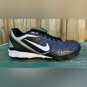 Nike Keystone Low Baseball Cleats Mens Sz 10 Black White Swoosh 375560-011